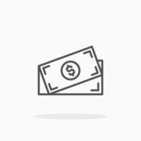 estilo de icono de línea de billetes de dinero. trazo editable y píxel perfecto. se puede utilizar para productos digitales, presentaciones, ui y muchos más. vector