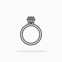 Ring Diamond line icon style. Editable stroke and pixel perfect. Can used for digital product, presentation, UI and many more. vector