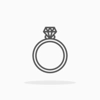 estilo de icono de línea de diamante de anillo. trazo editable y píxel perfecto. se puede utilizar para productos digitales, presentaciones, ui y muchos más. vector