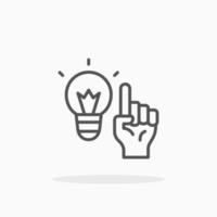 Hand Up With Idea line icon style. Editable stroke and pixel perfect. Can used for digital product, presentation, UI and many more. vector