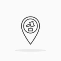 Location Auction Pin With Gavel line icon style. Editable stroke and pixel perfect. Can used for digital product, presentation, UI and many more. vector