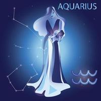 Aquarius zodiac sign. Horoscope, astrology, prediction. vector