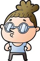 cartoon woman wearing glasses vector