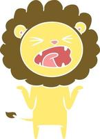 flat color style cartoon lion vector