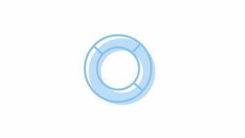 Animated lifebuoy icon. Life-saving buoy. Ring for rescue. Full sized flat element 4k video footage with alpha channel. Pastel blue color contour illustration for motion graphic design and animation