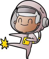 astronauta de dibujos animados feliz vector