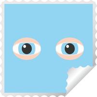 staring eyes graphic square sticker stamp vector