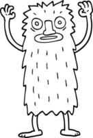 line drawing cartoon bigfoot creature vector