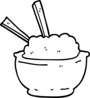 line drawing cartoon bowl of rice vector