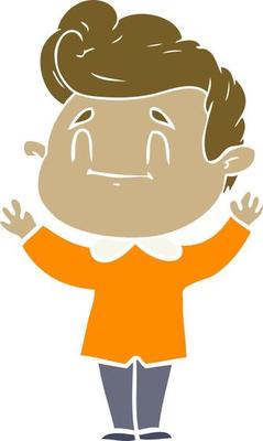 happy flat color style cartoon man