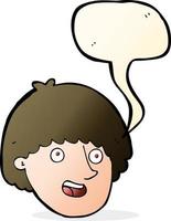 cartoon happy male face with speech bubble vector