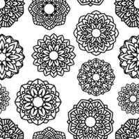 Lotus Mandala Vector Template seamless pattern. Oriental silhouette background