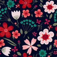 asombroso vector floral patrón sin costuras de flores vintage de colores brillantes
