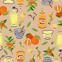 Colored seamless pattern of food and drink. For the menu vector