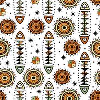 Abstract vector ethnic art. Decorative shape ornamental seamless pattern