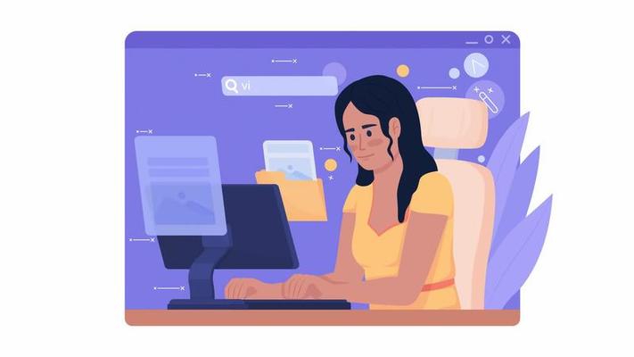Animated isolated internet browsing. Searching information online. Looped flat 2D character HD video footage with alpha channel. Colorful animation on transparent background for website social media