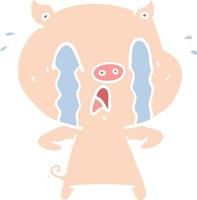 crying pig flat color style cartoon vector