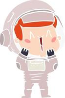 happy flat color style cartoon astronaut vector