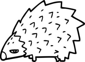 line drawing cartoon angry hedgehog vector