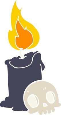 flat color style cartoon skull and candle