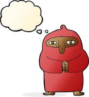 cartoon monk in robe with thought bubble vector