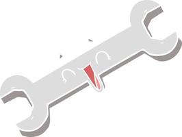 flat color style cartoon laughing spanner vector