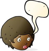 cartoon girl with concerned expression with speech bubble vector