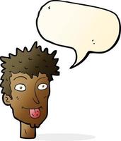 cartoon man sticking out tongue with speech bubble vector