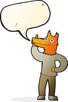 cartoon fox man with idea with speech bubble vector