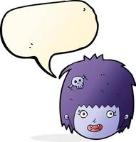 cartoon happy vampire girl face with speech bubble vector