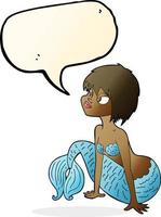 cartoon pretty mermaid with thought bubble vector