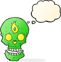 cartoon mystic skull with thought bubble vector