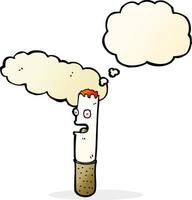 cartoon cigarette with thought bubble vector