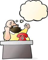 cartoon arrogant boss man with thought bubble vector
