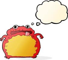 cartoon funny frog with thought bubble vector