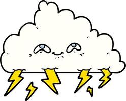 cartoon doodle character thundercloud vector