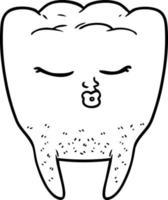 cartoon line drawing tooth vector