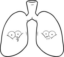 cartoon line drawing lungs vector