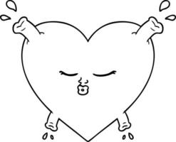 cartoon line drawing heart vector