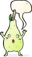 cartoon frightened pear with speech bubble vector
