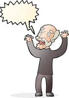 cartoon terrified old man with speech bubble vector