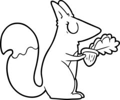 cartoon line drawing squirrel vector