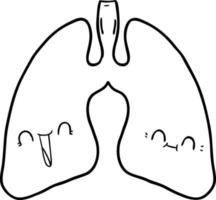 pulmones de dibujo lineal de dibujos animados vector