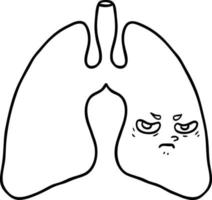 cartoon line drawing lungs vector