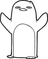 cartoon line drawing penguin vector