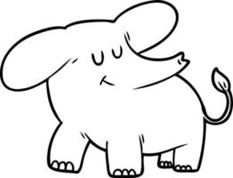 elefante de dibujo lineal de dibujos animados vector