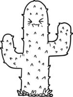 cactus de dibujo lineal de dibujos animados vector