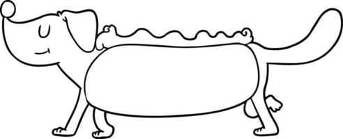 cartoon line drawing hotdog vector