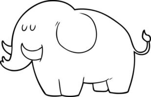elefante de dibujo lineal de dibujos animados vector