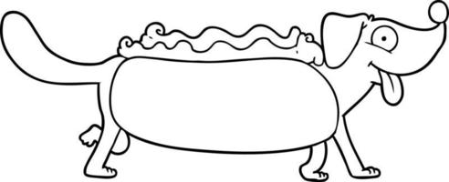 cartoon line drawing hotdog vector